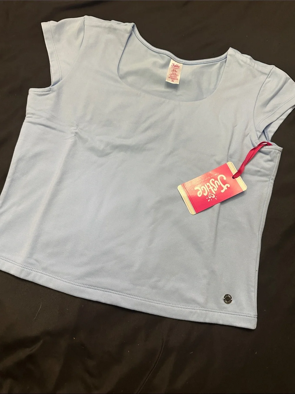 Justice Light Blue Scoop Neck Short Sleeve Top